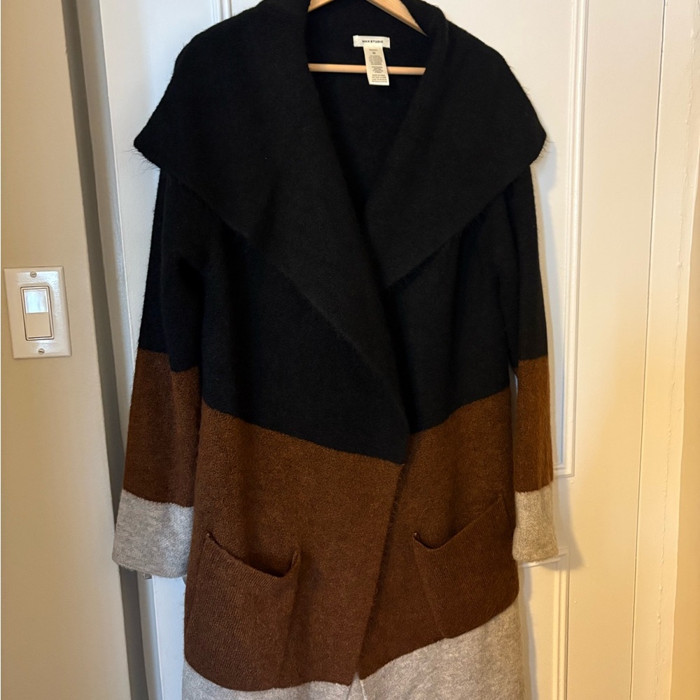 Colorblock Coat with Pockets